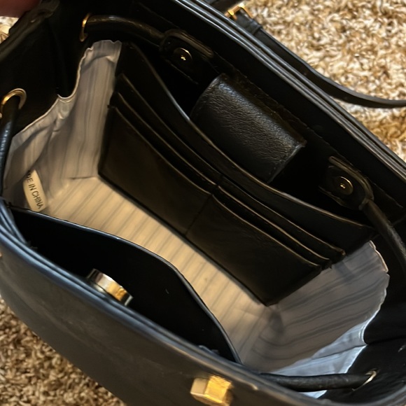 Boutique Faux Leather Black Crossbody Purse with Gold - Picture 7 of 8